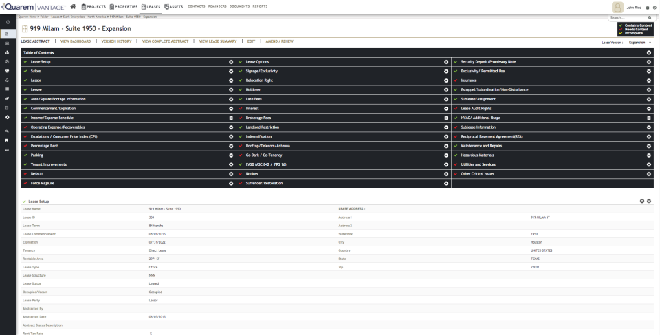 screenshot of Quarem Vantage